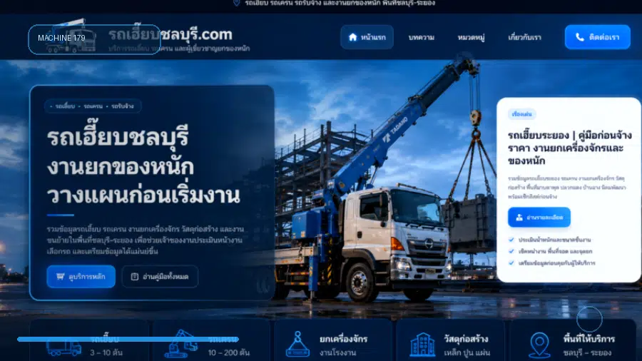 รถเฮี๊ยบตำบลเสม็ด อำเภอเมืองชลบุรี จังหวัดชลบุรี คู่มือเตรียมงานยกของหนัก
